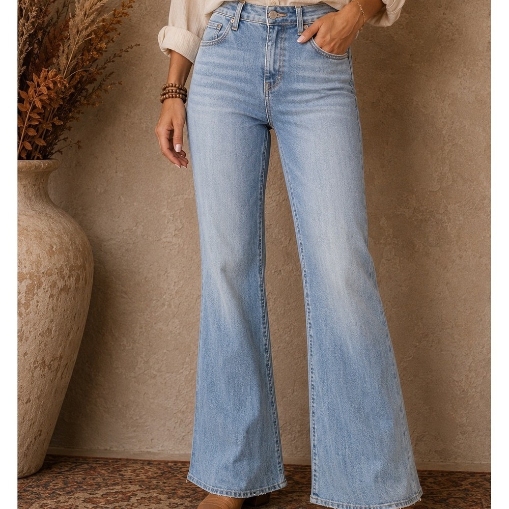 Banana Republic Premium Denim High-Rise Flare Jeans Light Wash 26 Womens